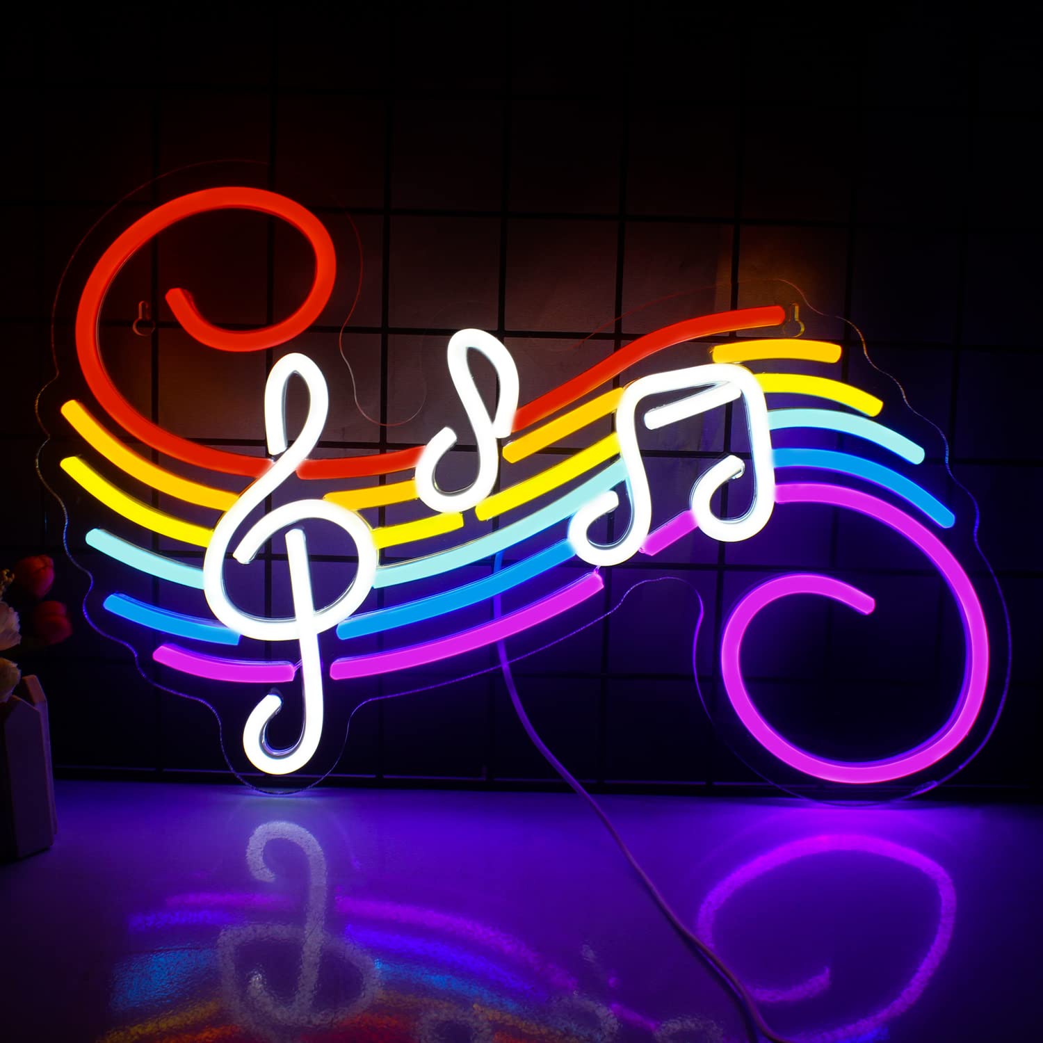Led Lighting Wall Decor - Music Notes Neon Sign Customizable Colorful