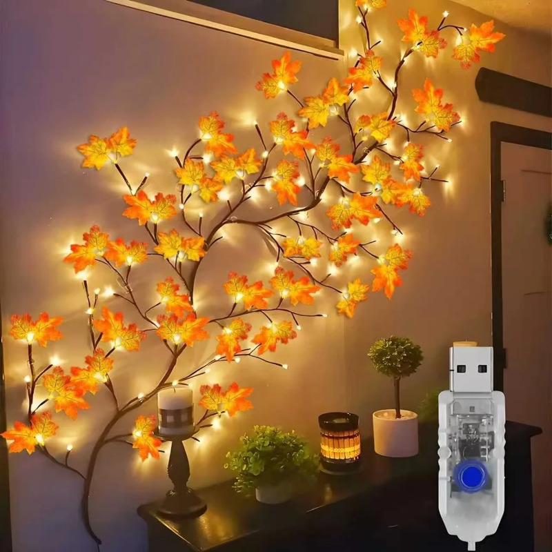 Wall Decor Lighting - DIY Maple Leaf Rose Pendant USB