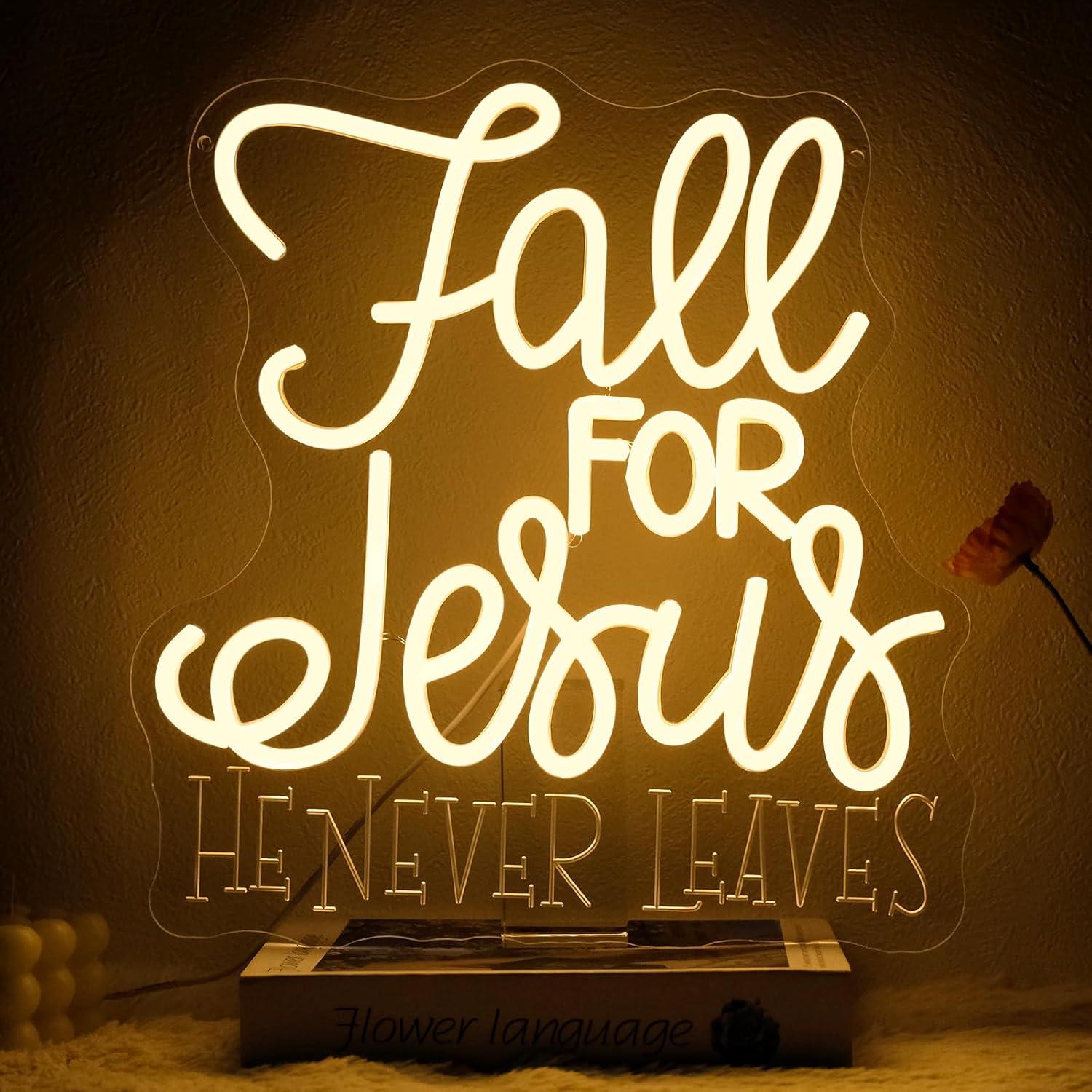 Lighting Decor Bedroom - Fall for Jesus Neon Sign USB