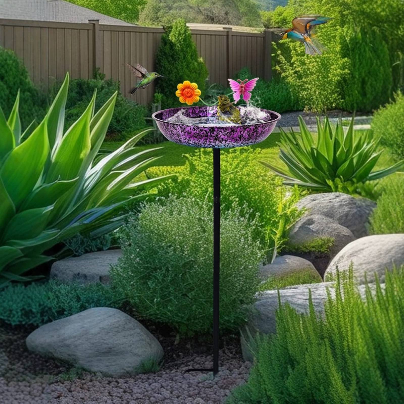 Elegant Decor & Lighting Llc - Metal Bird Bath Long-Lasting Round Bird