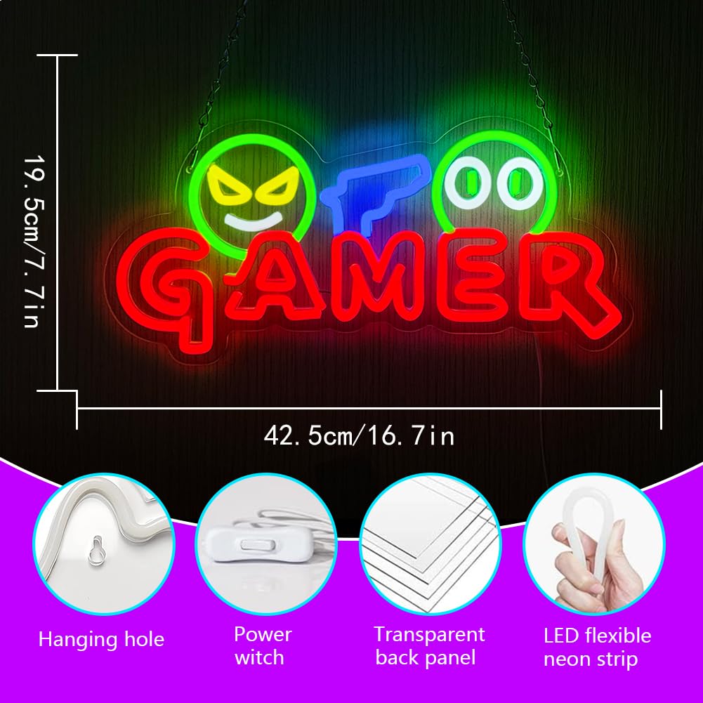 Gamer Neon Sign LED Wall Light - Room Lighting Bedroom Decor recension och pris