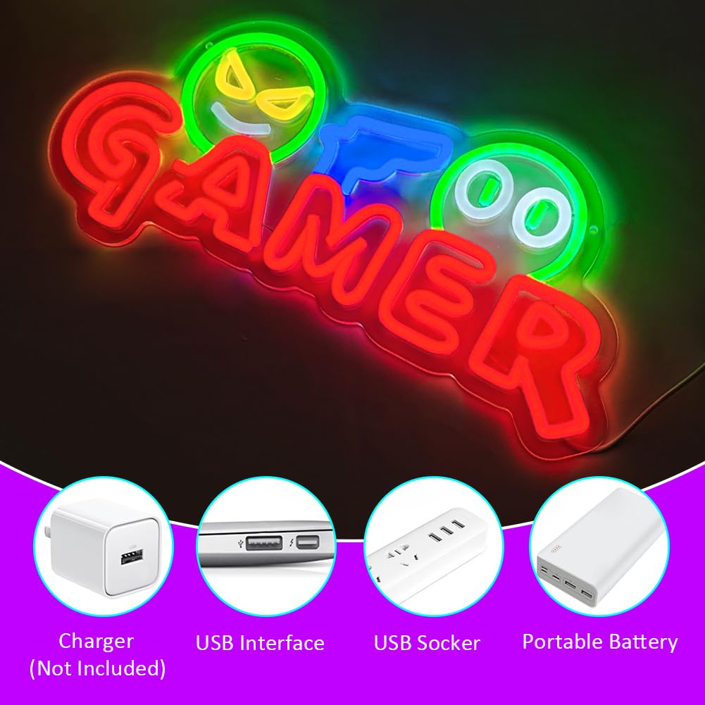 Gamer Neon Sign LED Wall Light - Room Lighting Bedroom Decor recension och pris