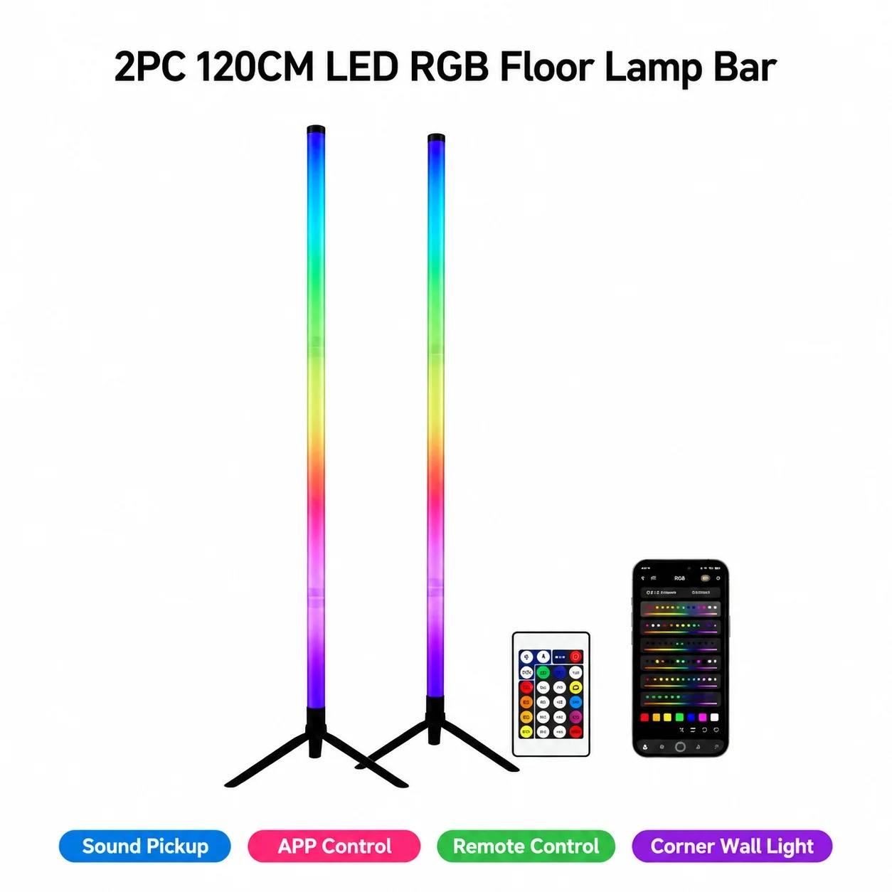 2 Pack RGB LED Corner Floor La - Room Lighting Bedroom Decor recension och pris