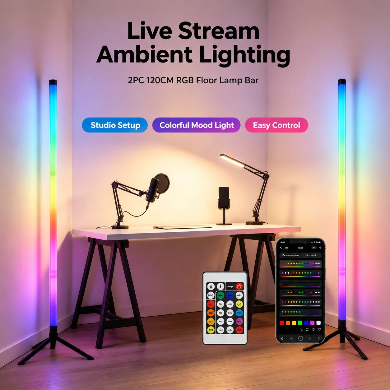2 Pack RGB LED Corner Floor La - Room Lighting Bedroom Decor recension och pris