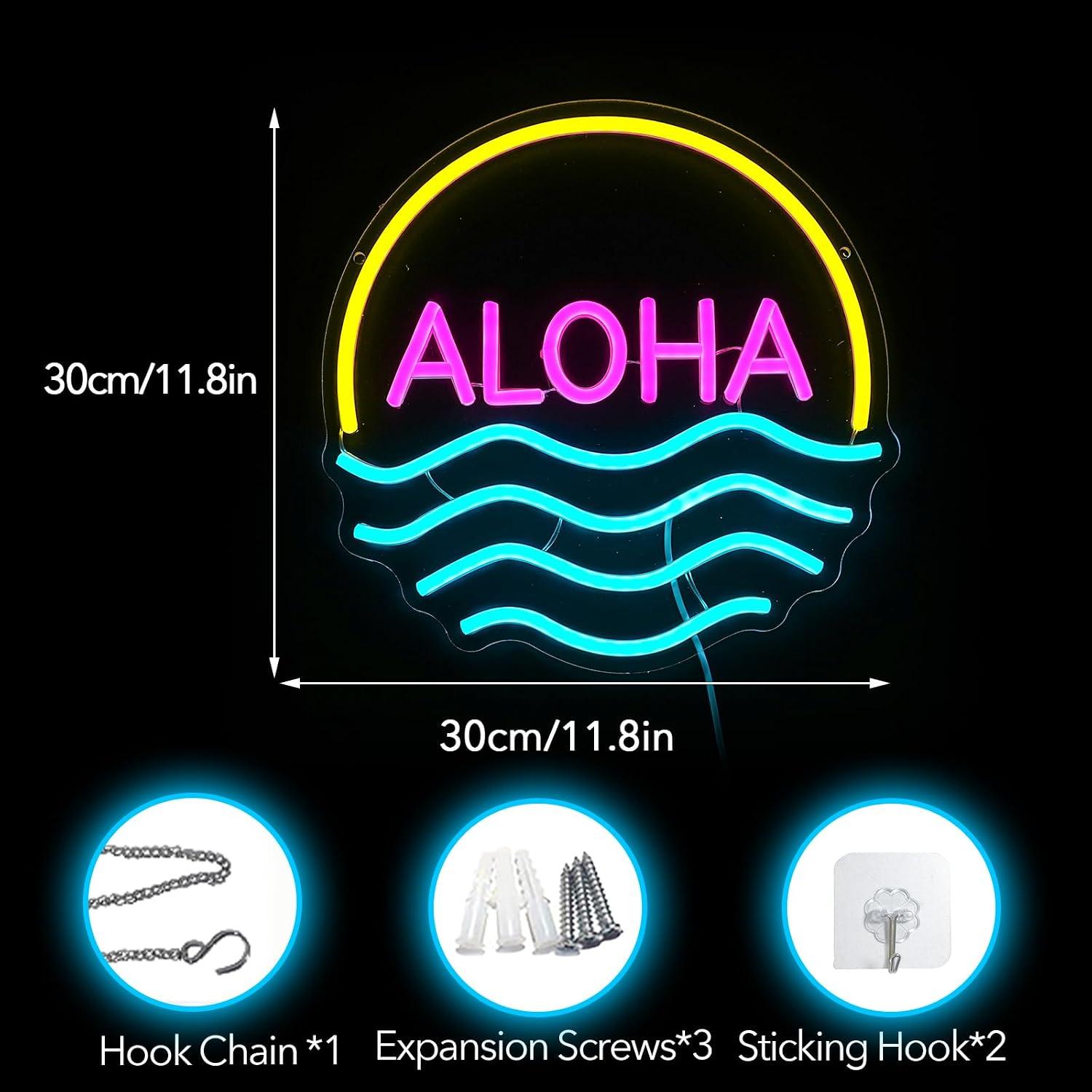Aloha Sunset Wave Neon Sign US - Lighting Decor Rentals recension och pris