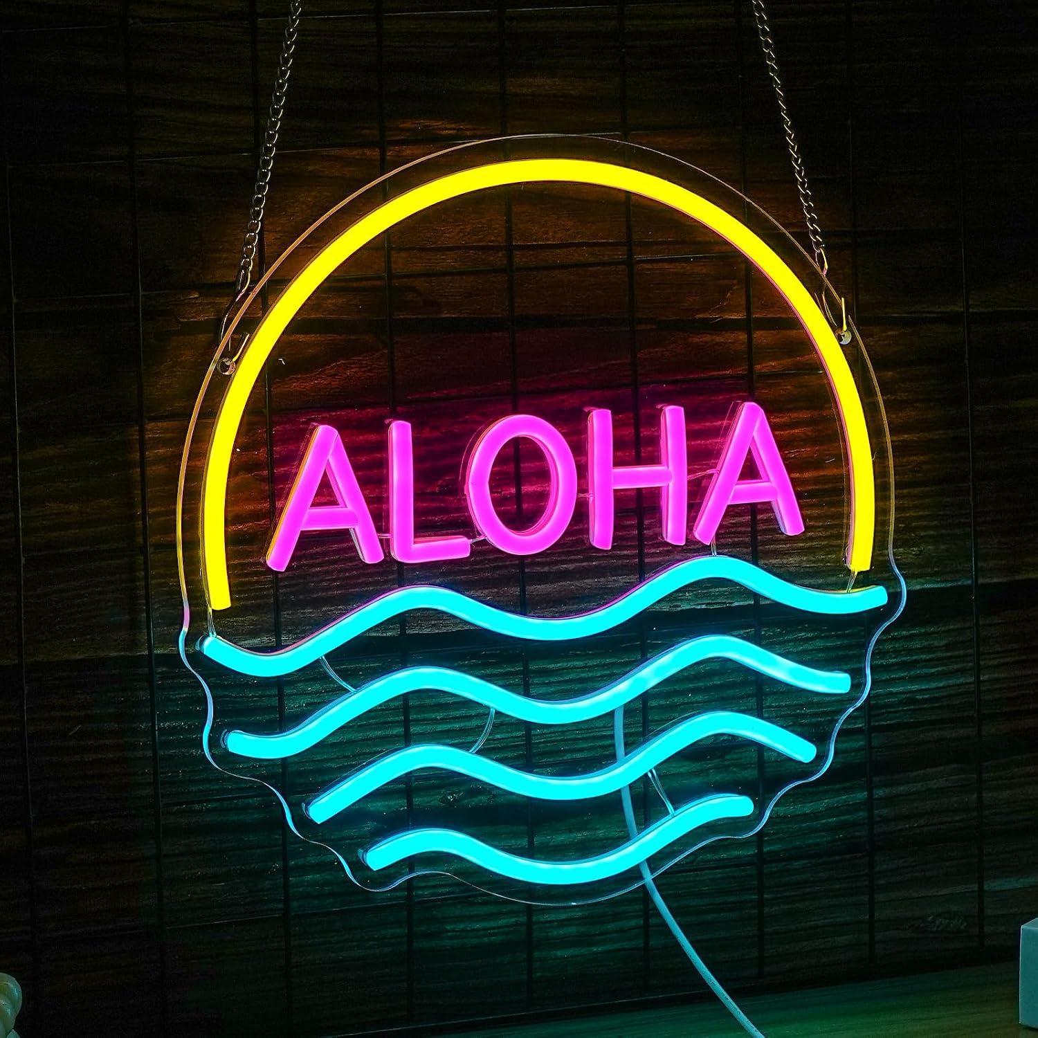 Aloha Sunset Wave Neon Sign US - Lighting Decor Rentals recension och pris
