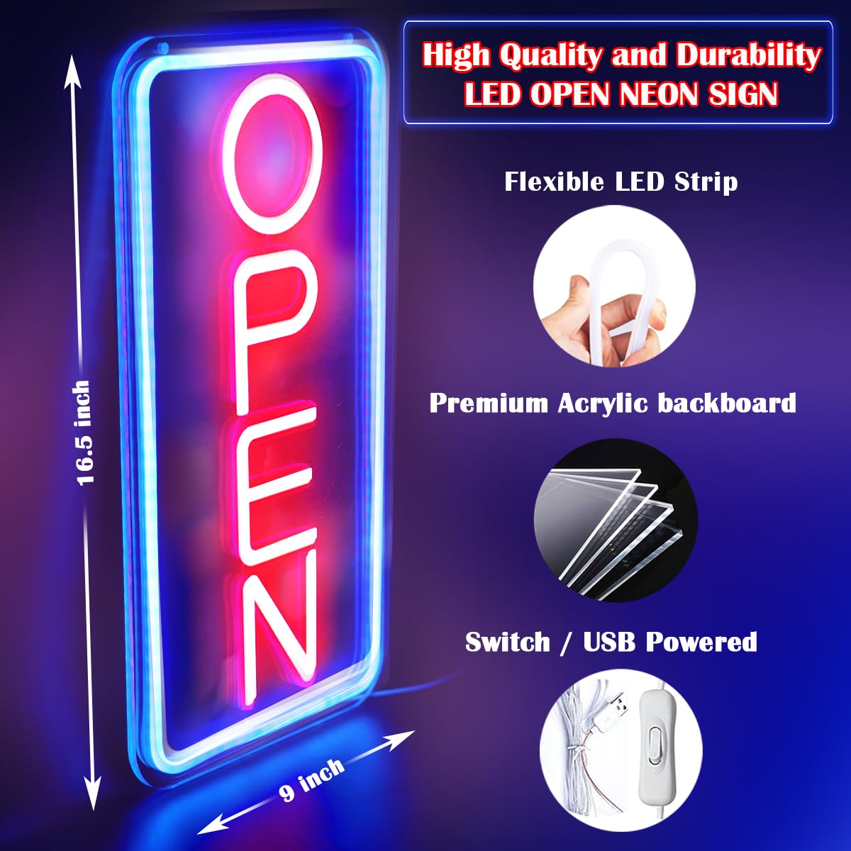 LED Neon Open Sign, Business H - Decor Lighting Opening Hours recension och pris