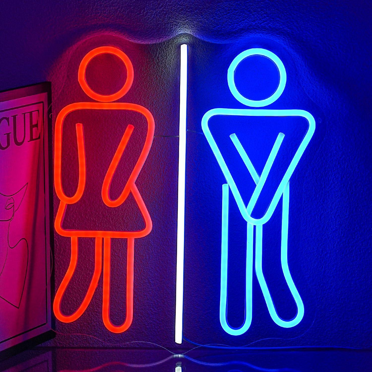 Restroom Neon Signs Toilets US - Led Lighting Wall Decor recension och pris