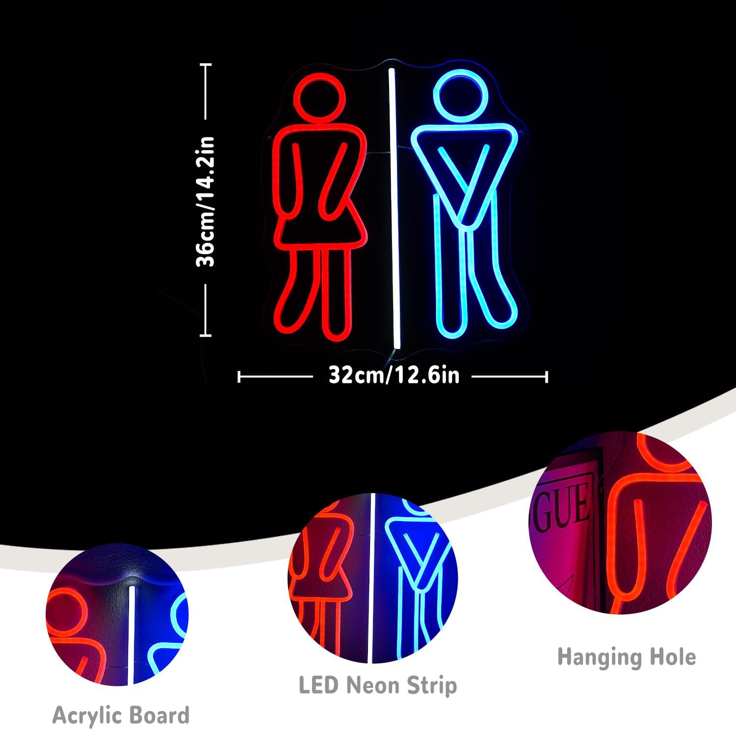 Restroom Neon Signs Toilets US - Led Lighting Wall Decor recension och pris