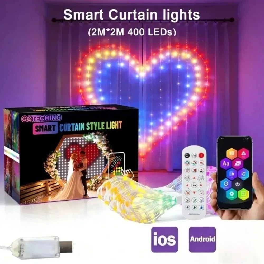 Smart RGB LED Curtain Lights B - Fairy Light Curtain recension och pris