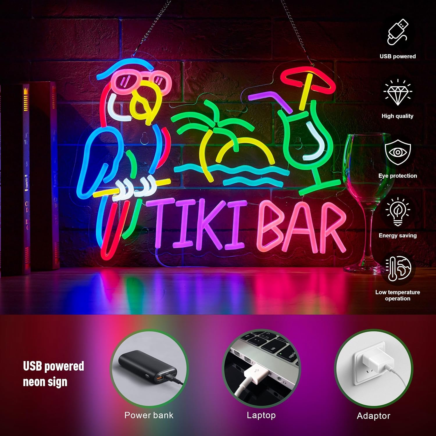 Tiki Bar Parrot Palm Tree Neon - Led Lighting Wall Decor recension och pris