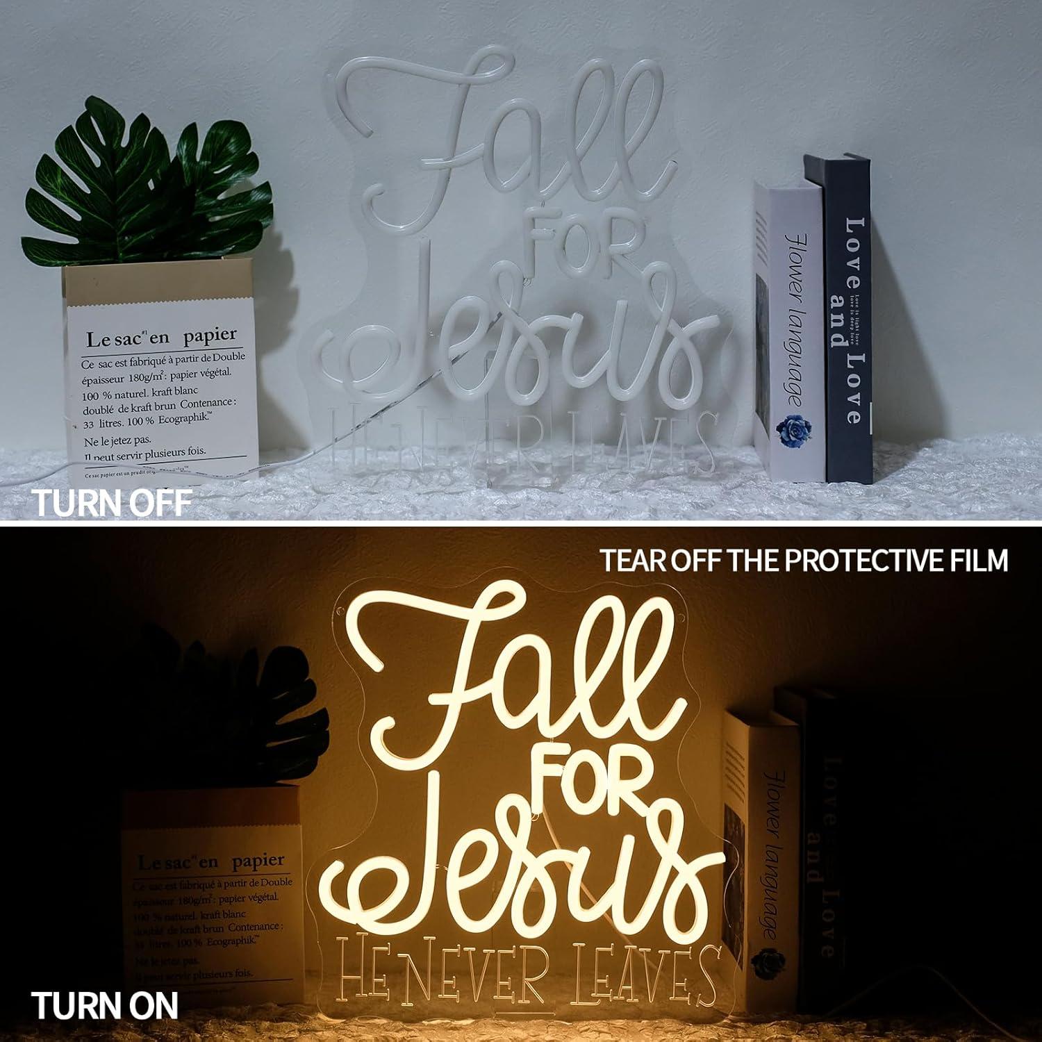 Fall for Jesus Neon Sign USB D - Lighting Decor Bedroom recension och pris