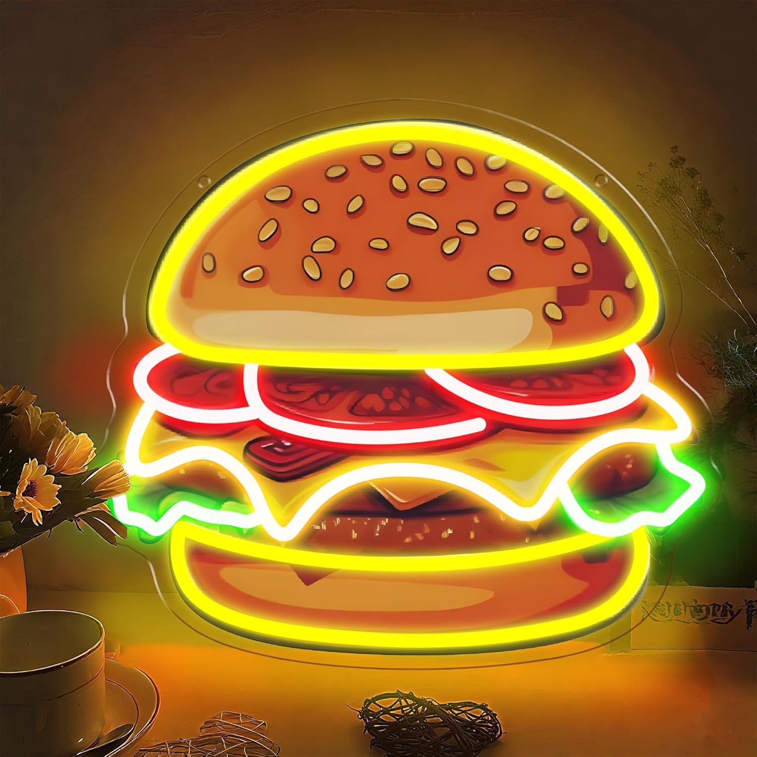 Burger Neon Sign LED Hamburger - Led Lighting Wall Decor recension och pris