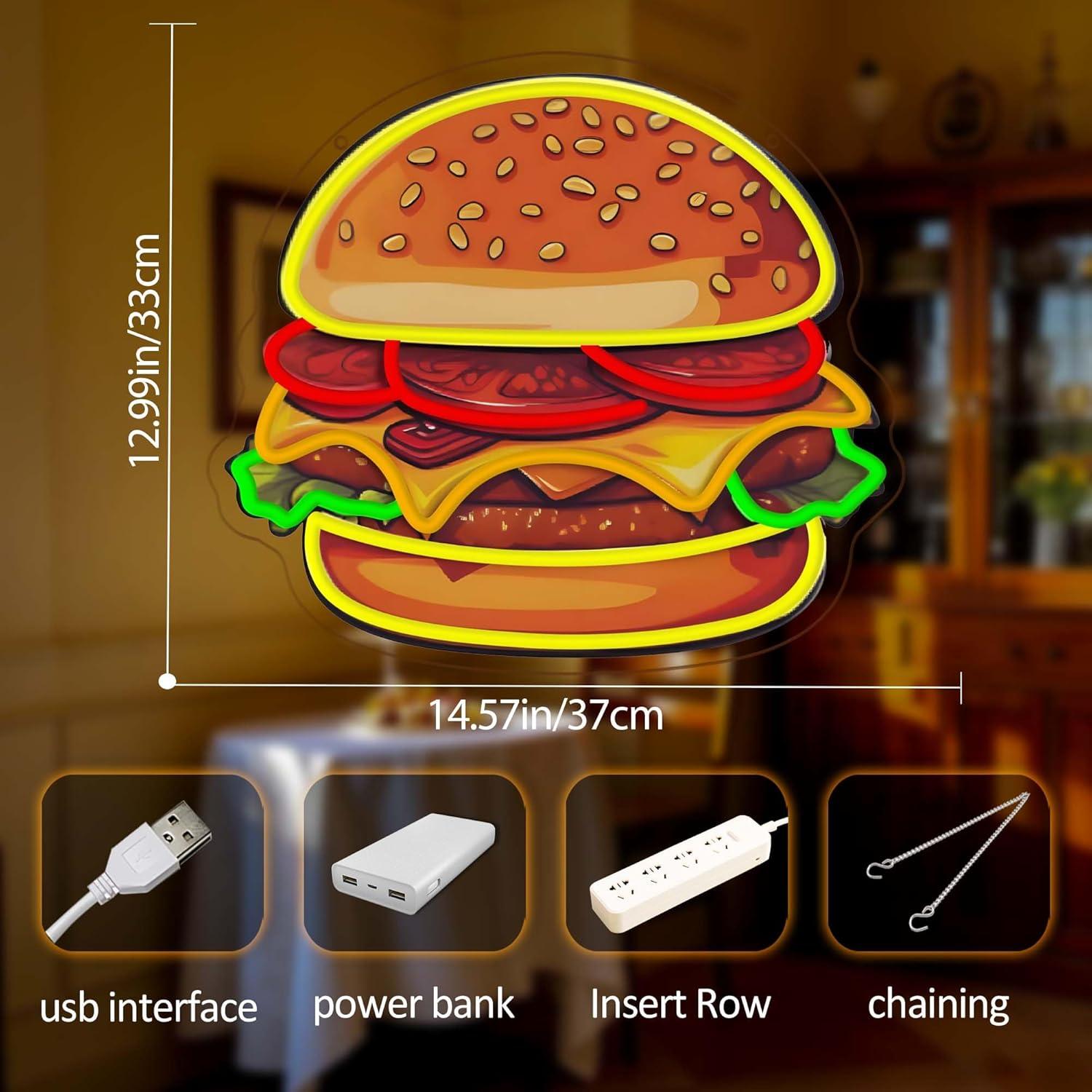 Burger Neon Sign LED Hamburger - Led Lighting Wall Decor recension och pris