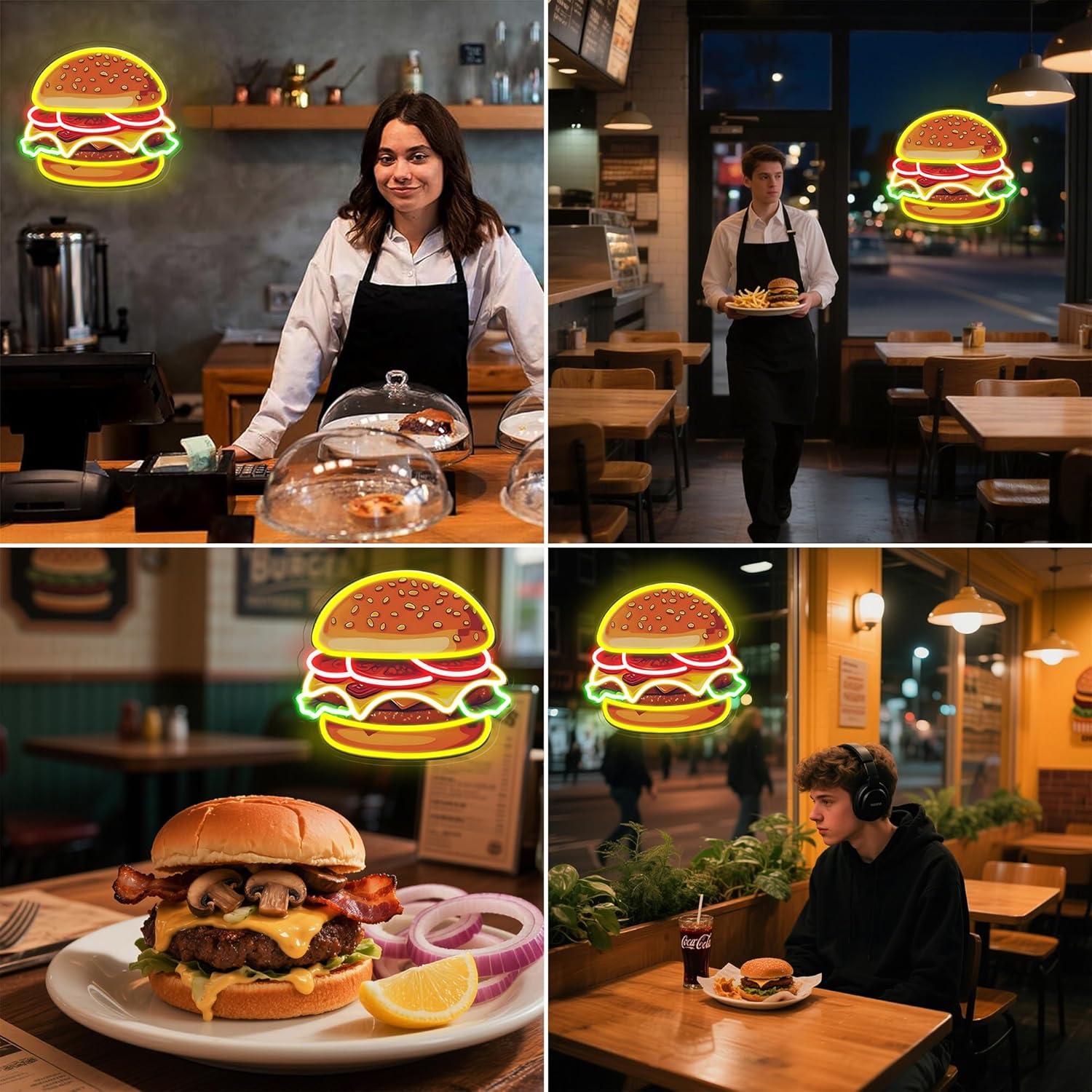 Burger Neon Sign LED Hamburger - Led Lighting Wall Decor recension och pris